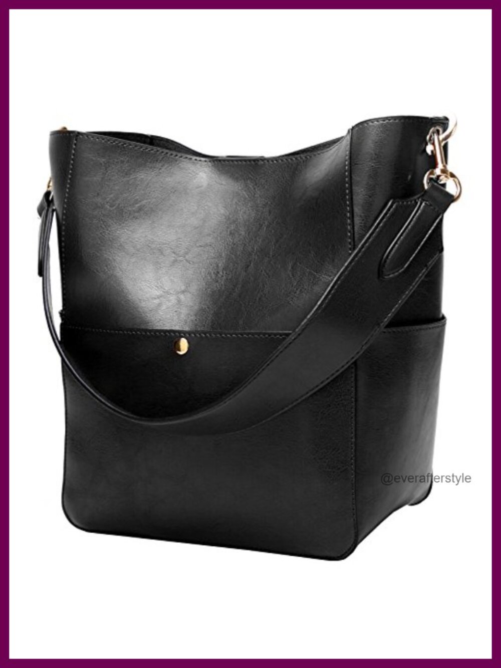 Womens PU Leather Bucket Bag Shoulder Tote Satchel Work Handbag